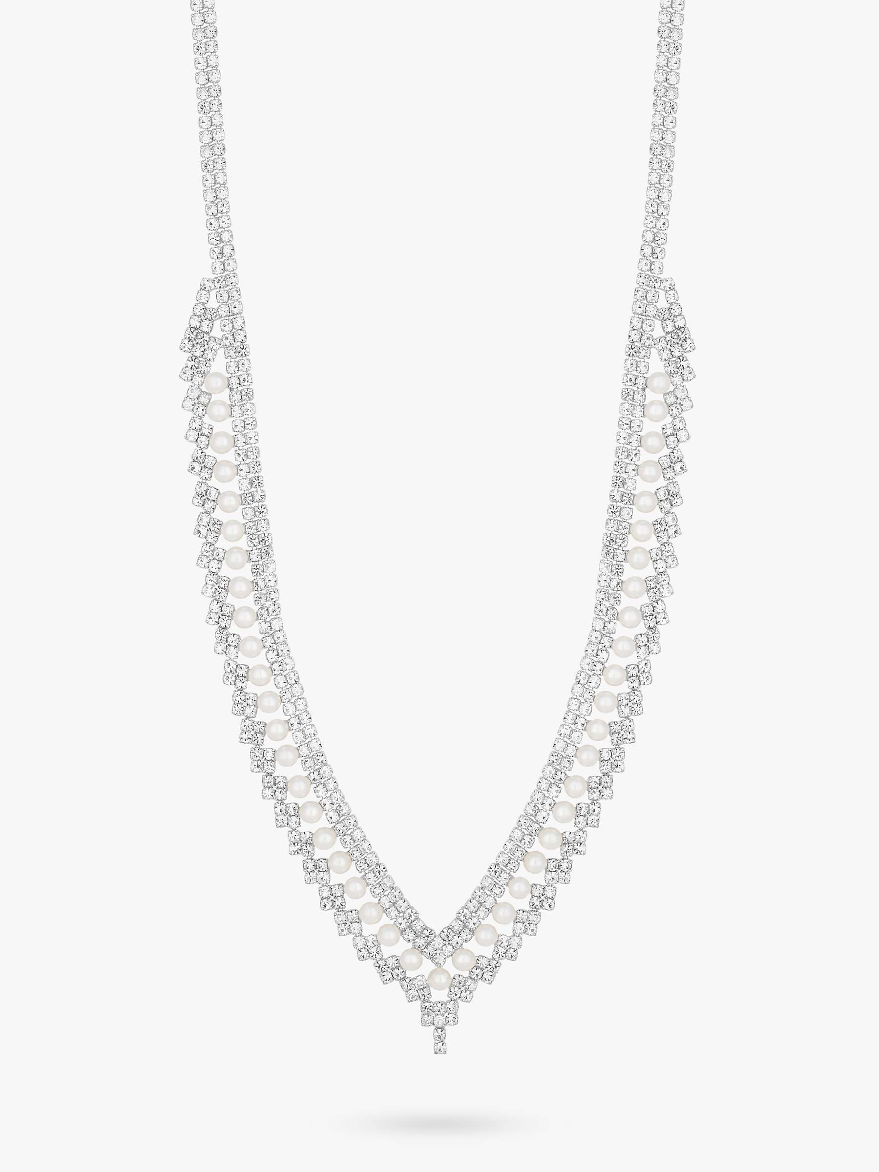 Buy Jon Richard Pearl And Crystal V Necklace, Silver Online at johnlewis.com