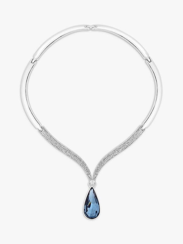 Jon Richard Statement Blue Pear Drop Necklace, Silver