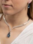 Jon Richard Statement Blue Pear Drop Necklace, Silver