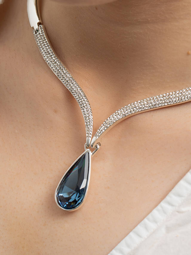 Jon Richard Statement Blue Pear Drop Necklace, Silver