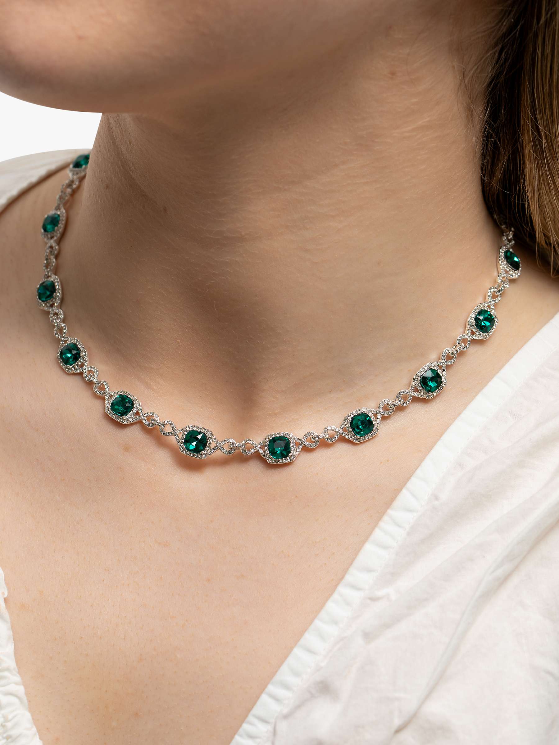 Buy Jon Richard Emerald Infinity Allway Necklace, Green/Silver Online at johnlewis.com