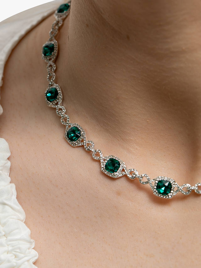 Jon Richard Emerald Infinity Allway Necklace, Green/Silver