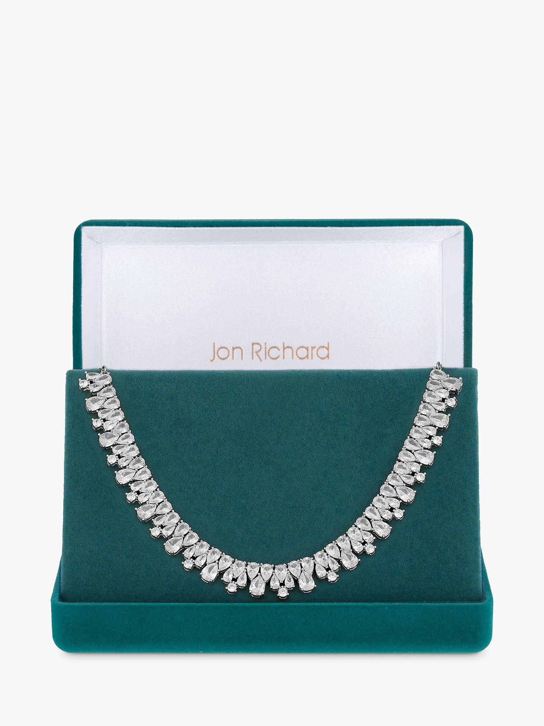 Buy Jon Richard Cubic Zirconia Statement Necklace, Silver Online at johnlewis.com