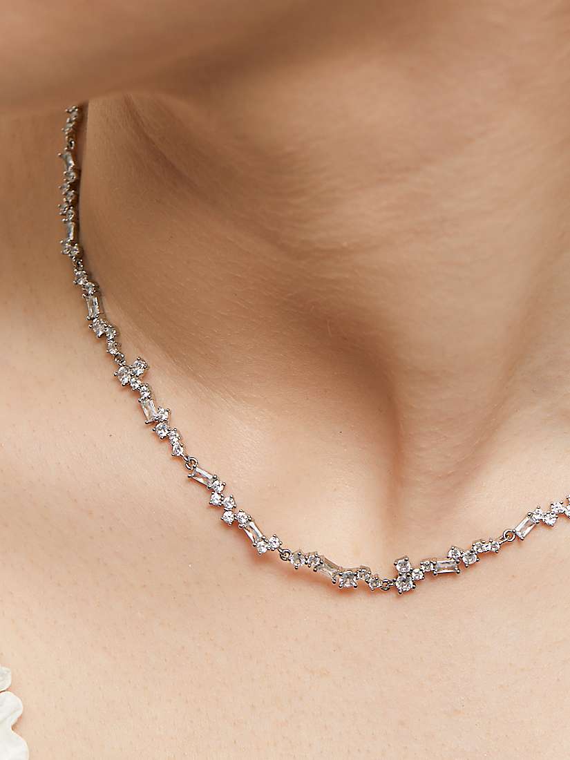 Buy Jon Richard Scattered Stone Necklace, Silver Online at johnlewis.com