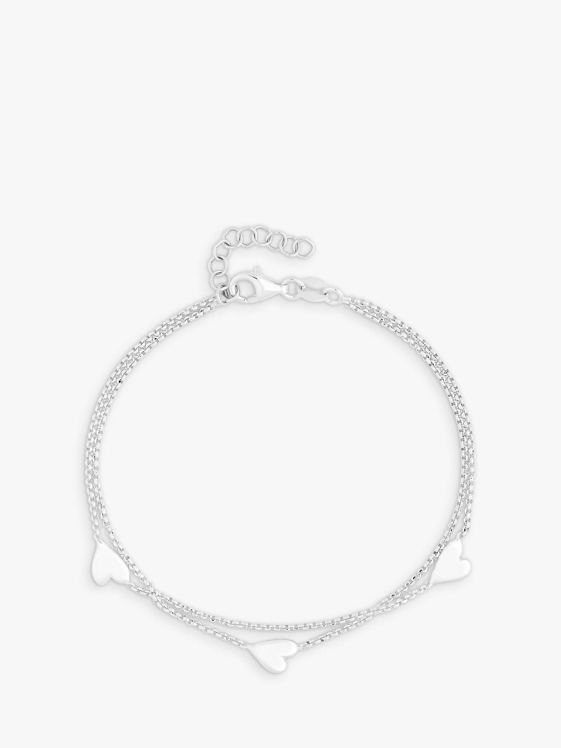 Buy Simply Silver Double Row Heart Bracelet, Silver Online at johnlewis.com