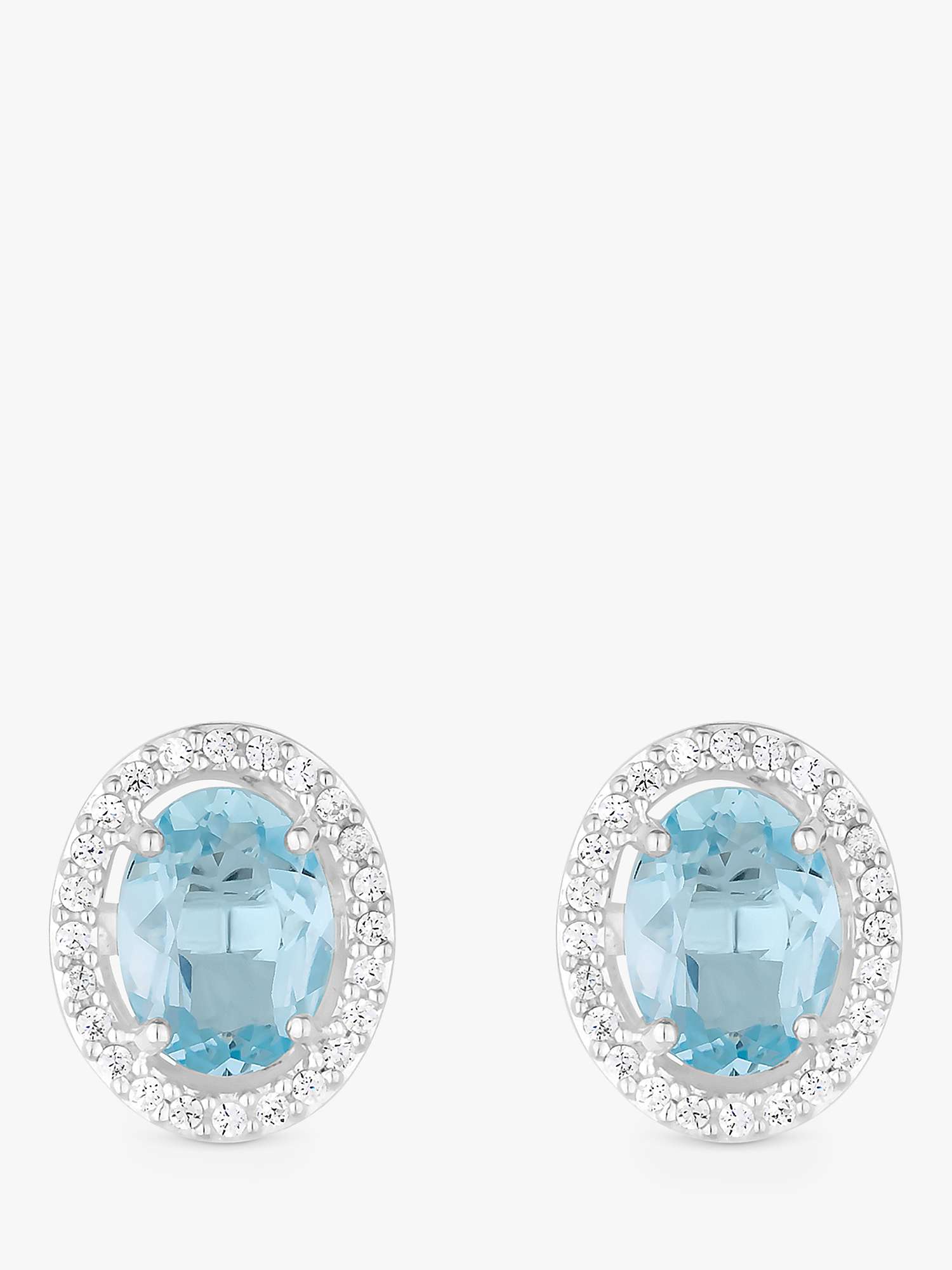 Buy Simply Silver Topaz Halo Earrings, Silver/Blue Online at johnlewis.com