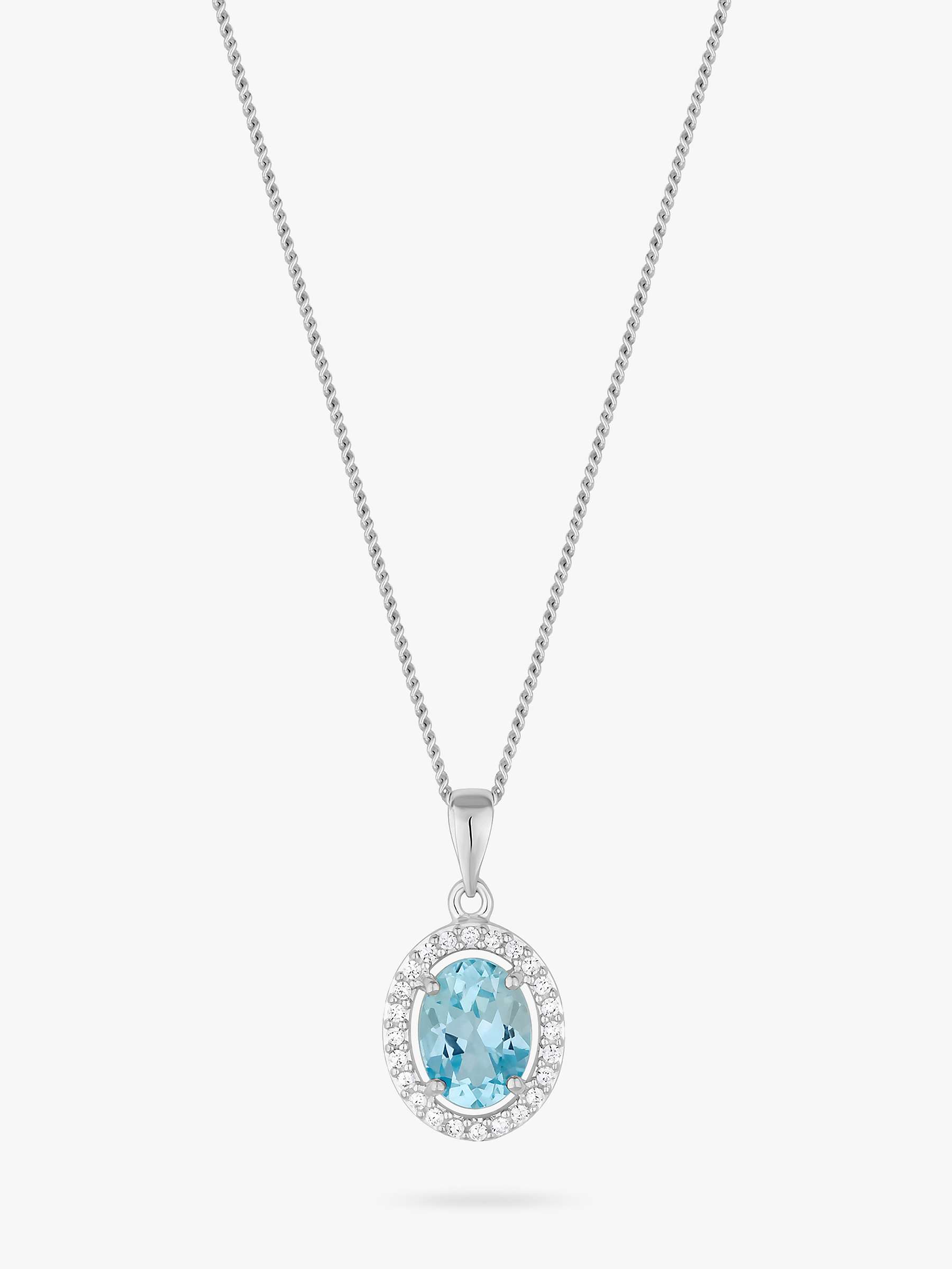 Buy Simply Silver Topaz Halo Pendant Necklace, Silver/Blue Online at johnlewis.com