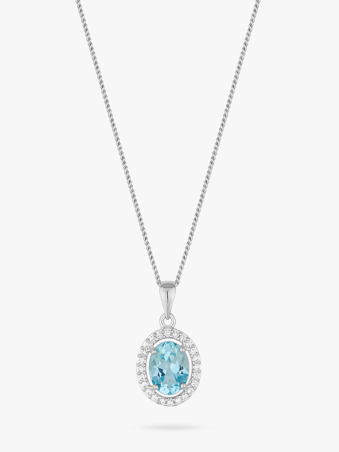 Simply Silver Topaz Halo Pendant Necklace, Silver/Blue
