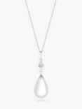 Simply Silver Besel Polished Drop Necklace, Silver