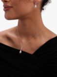 Simply Silver Besel Polished Drop Necklace, Silver