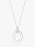 Simply Silver Polished Oval Link Pendant Necklace, Silver