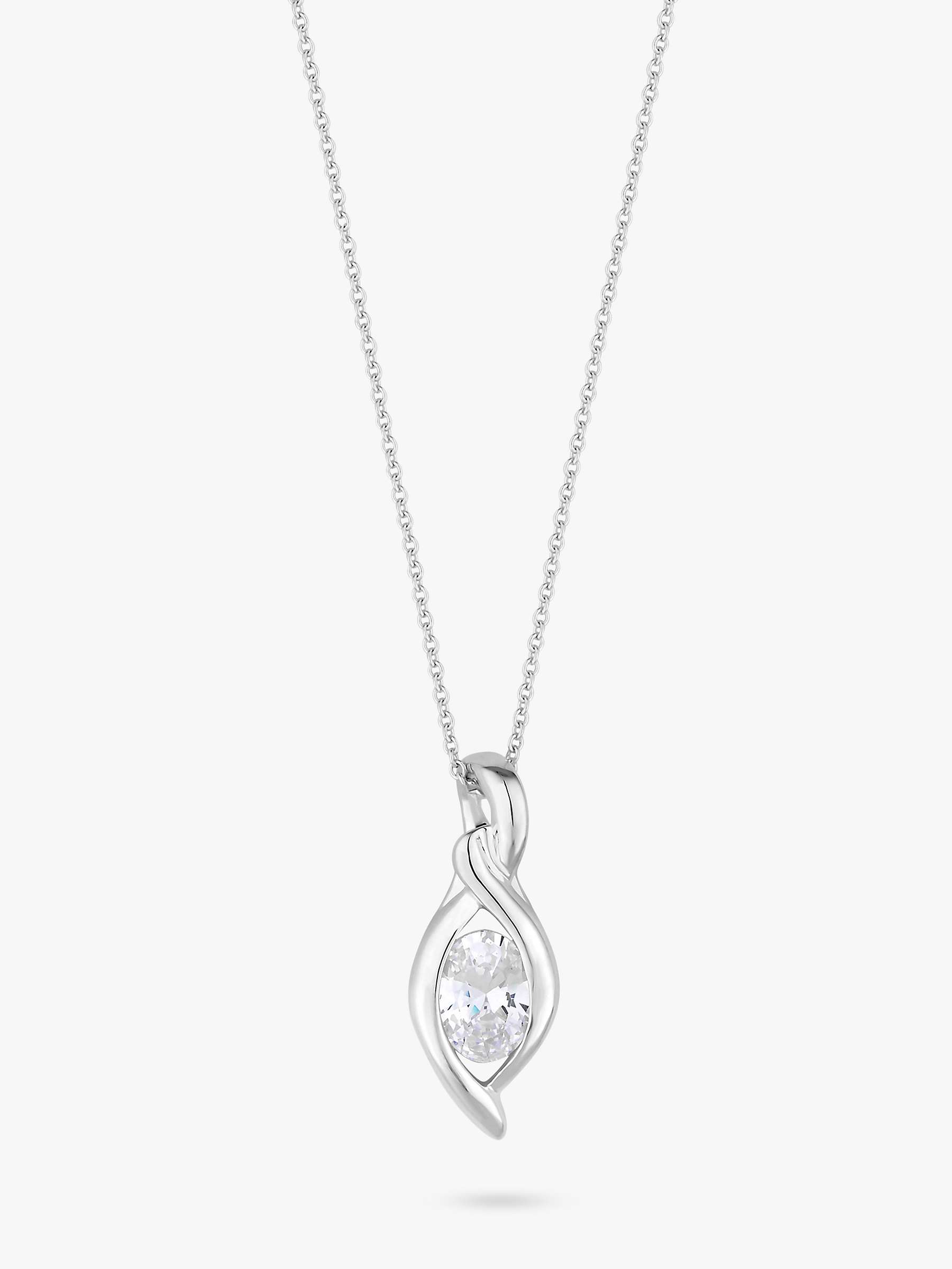 Buy Simply Silver Cubic Zirconia Navette Pendant Necklace, Silver Online at johnlewis.com