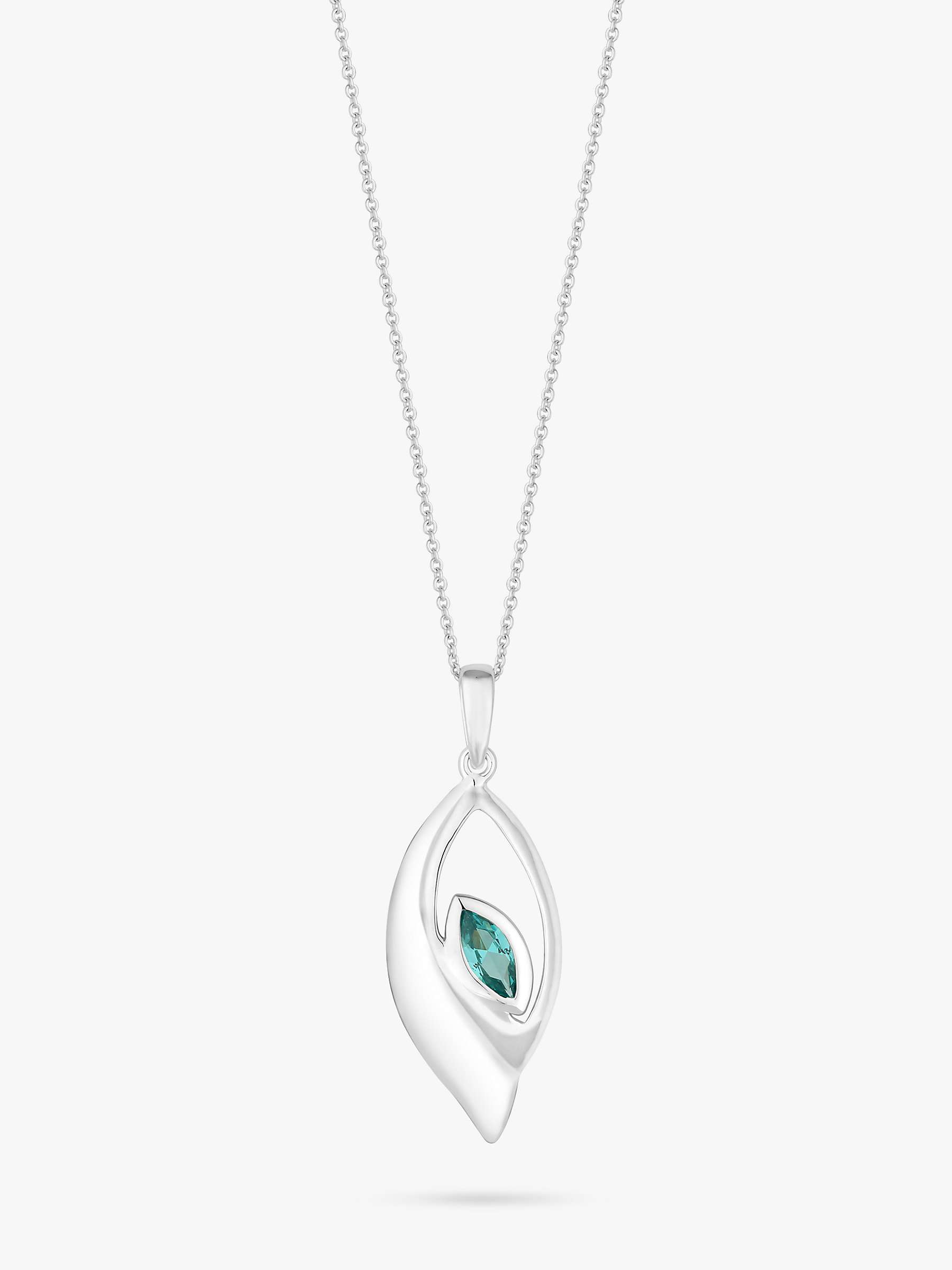 Buy Simply Silver Tourmaline Navette Pendant Necklace, Silver Online at johnlewis.com