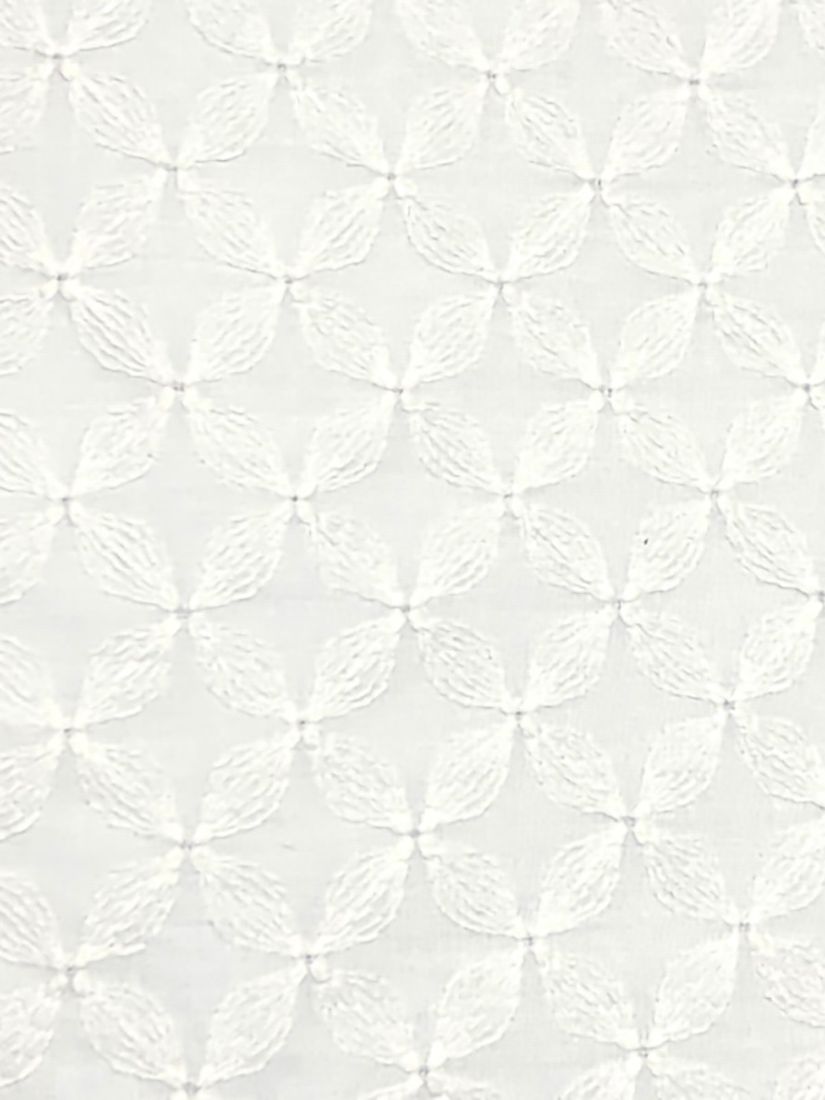 John Louden Broderie Flowers Cotton Vole Fabric, White