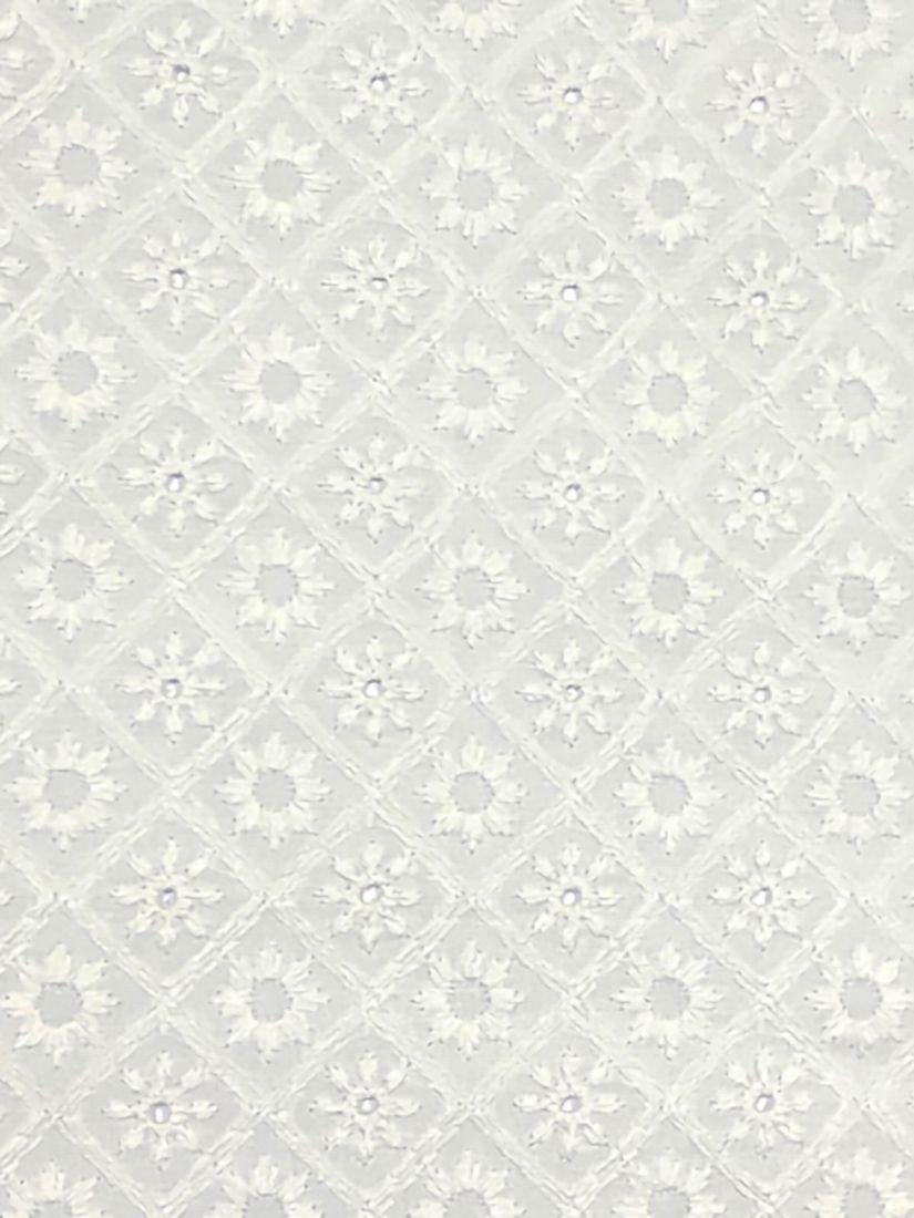 John Louden Broderie Diamonds Fabric, White