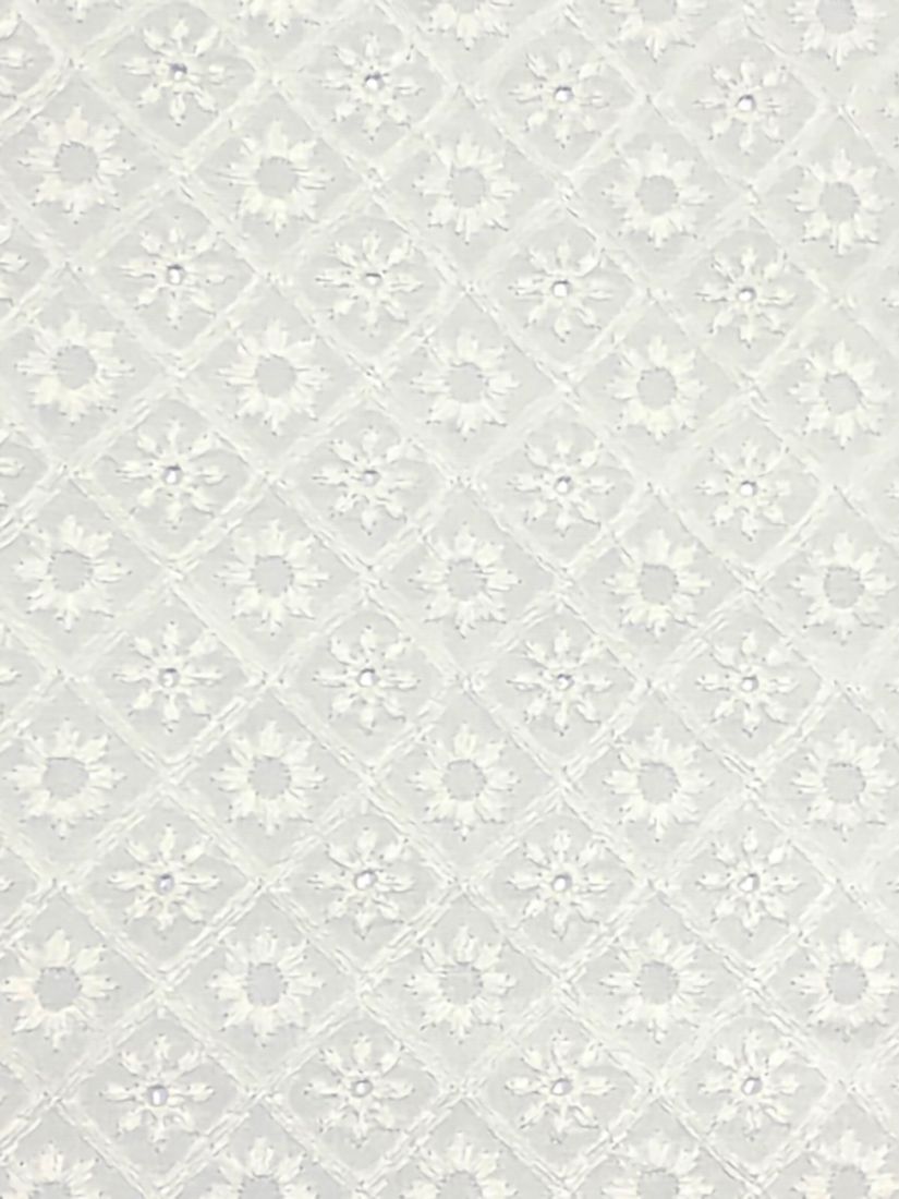 John Louden Broderie Anglaise Diamonds Fabric, White