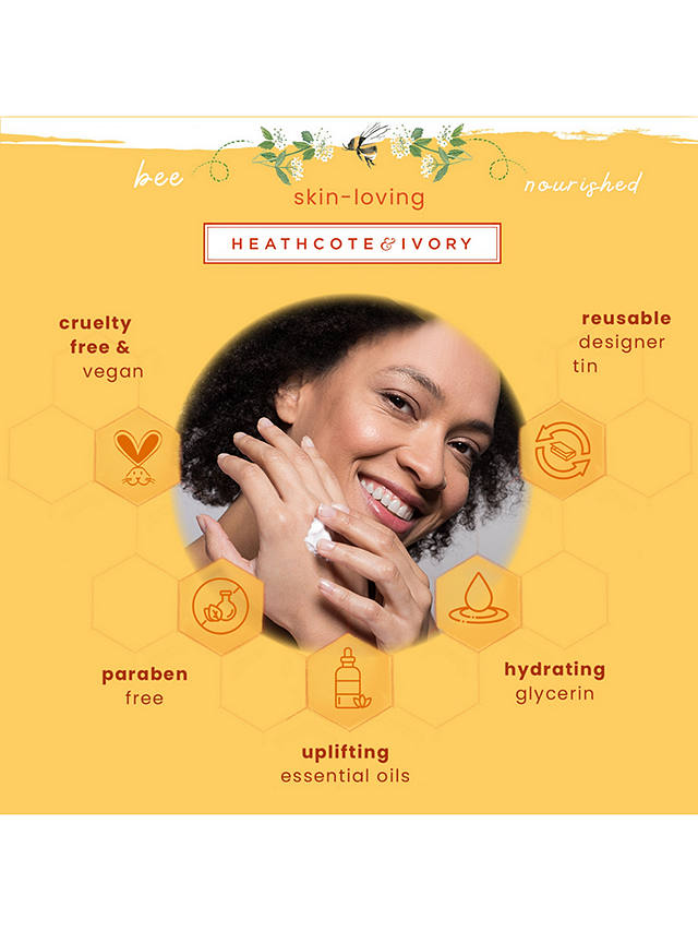 Heathcote & Ivory Busy Bees Vegan Honey Hand Cream Tin, 100ml 6