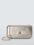 John Lewis Leather Chain Flapover Handbag, Pewter