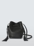 John Lewis Leather Mini Drawstring Shoulder Bag, Black