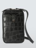 John Lewis Leather Zip Around Phone Cross Body Bag, Black Croc