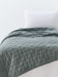 John Lewis Cotton Velvet Quilted Bedspread, Sage