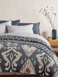 John Lewis Ikat Reversible Quilted Bedspread, Black/Cream