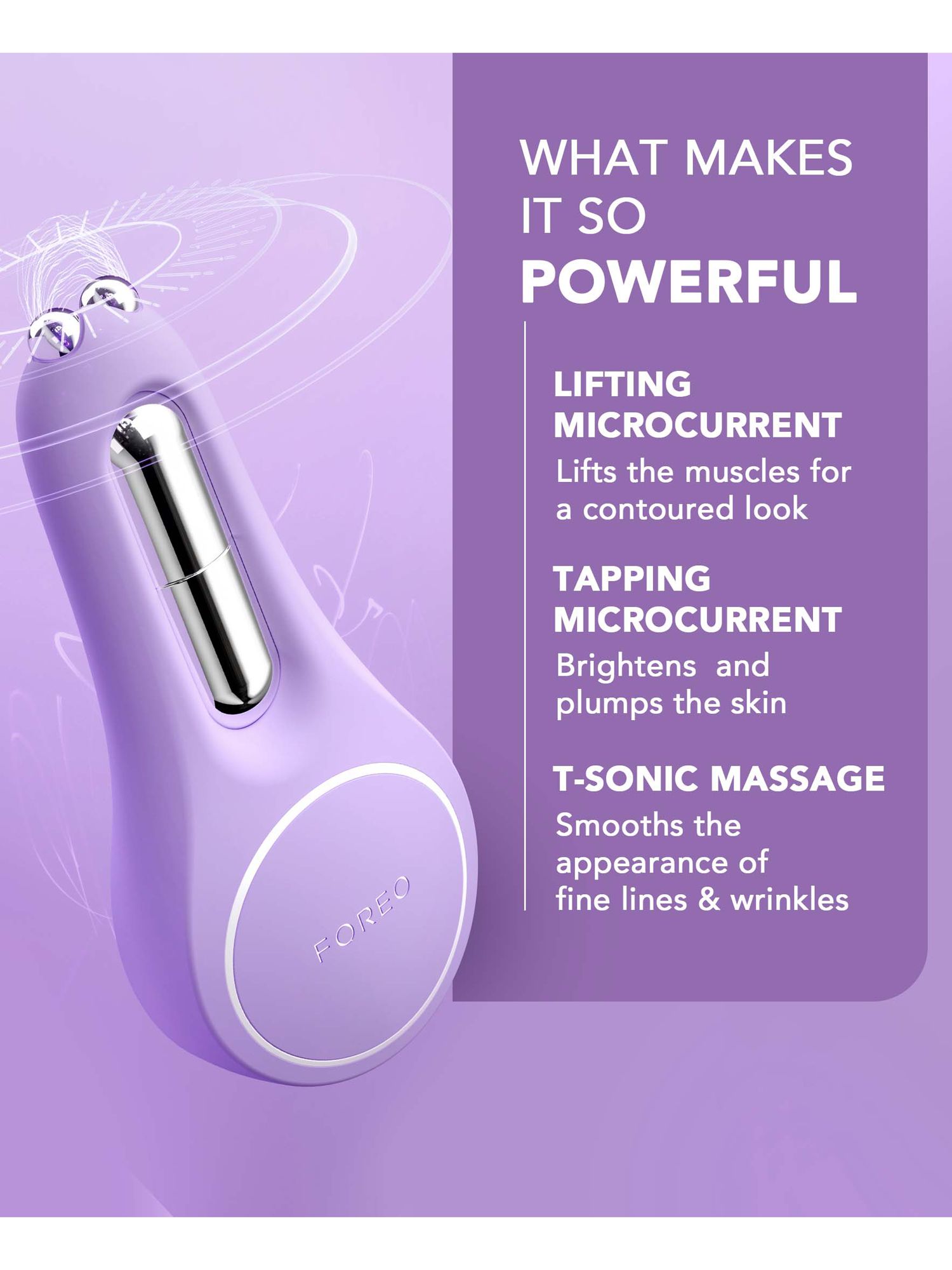 FOREO BEAR™ 2 Eyes & Lips Microcurrent Line Smoothing Device, Purple 3