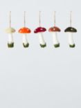 John Lewis Velour Mushroom Hanging Decoration, Pack of 5