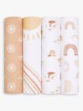 Aden + Anais Rising GOTS Organic Cotton Muslin Large Swaddle Blankets, Pack of 4, Multi