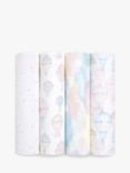 Aden + Anais Clouds GOTS Organic Cotton Large Muslin Swaddle Blanket, Pack of 4, Multi