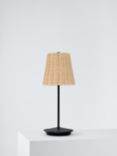 John Lewis Rattan Cordless Rechargeable Table Lamp, Black