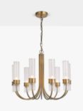 John Lewis Fluted Glass 9 Arm Ceiling Light Chandelier, Brass