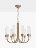 John Lewis Fluted Glass 9 Arm Ceiling Light Chandelier, Brass