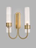 John Lewis Fluted Glass 2 Arm Wall Light, Brass