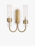 John Lewis Fluted Glass 2 Arm Wall Light, Brass