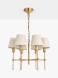 John Lewis Hex 6 Arm Shaded Pendant Ceiling Light, Brass