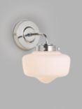 John Lewis School House Opal Glass Shade Bathroom Wall Light, Polished Chrome