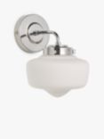 John Lewis School House Opal Glass Shade Bathroom Wall Light, Polished Chrome