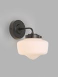 John Lewis School House Opal Glass Shade Bathroom Wall Light, Matte Black