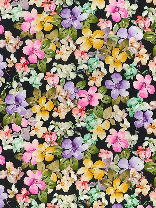 John Louden Mini Florals Cotton Sateen Fabric, Multi/Black
