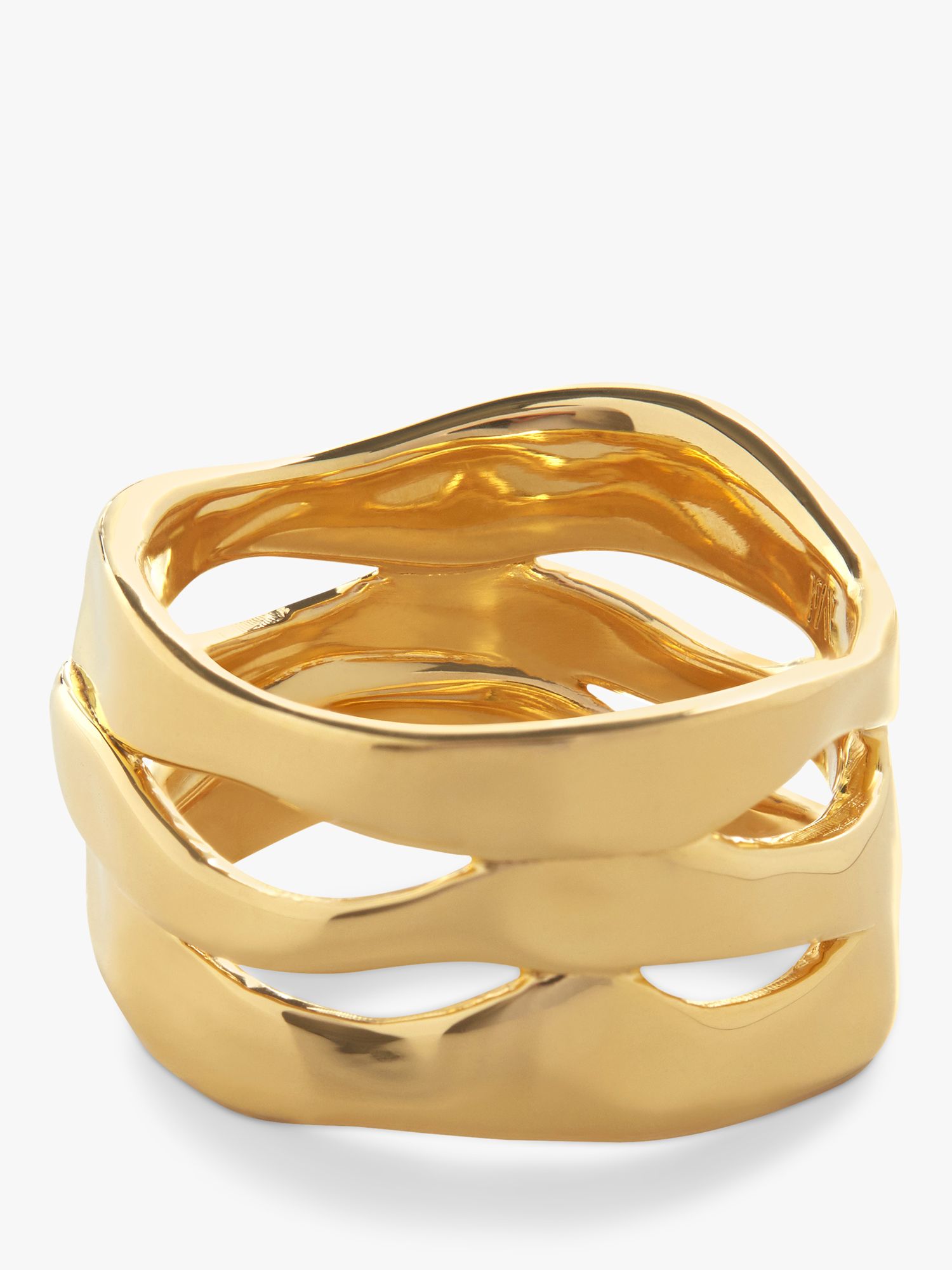 Monica Vinader Wave Triple Band Ring, Gold, Q