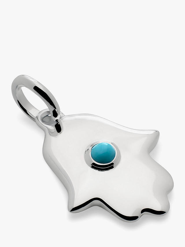 Monica Vinader Hamsa Hand Charm, Silver/Turquoise