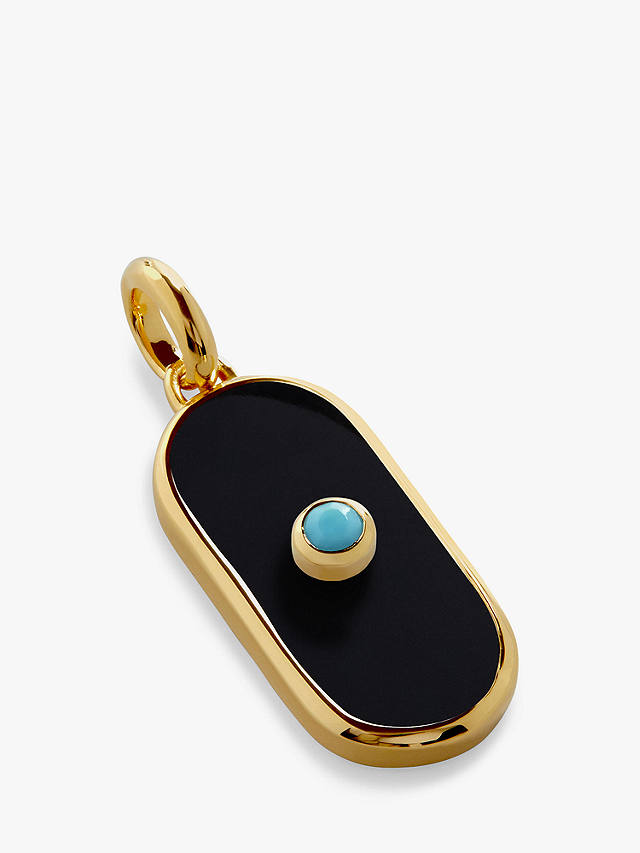 Monica Vinader Gemstone Turquoise Tablet Charm, Gold/Multi