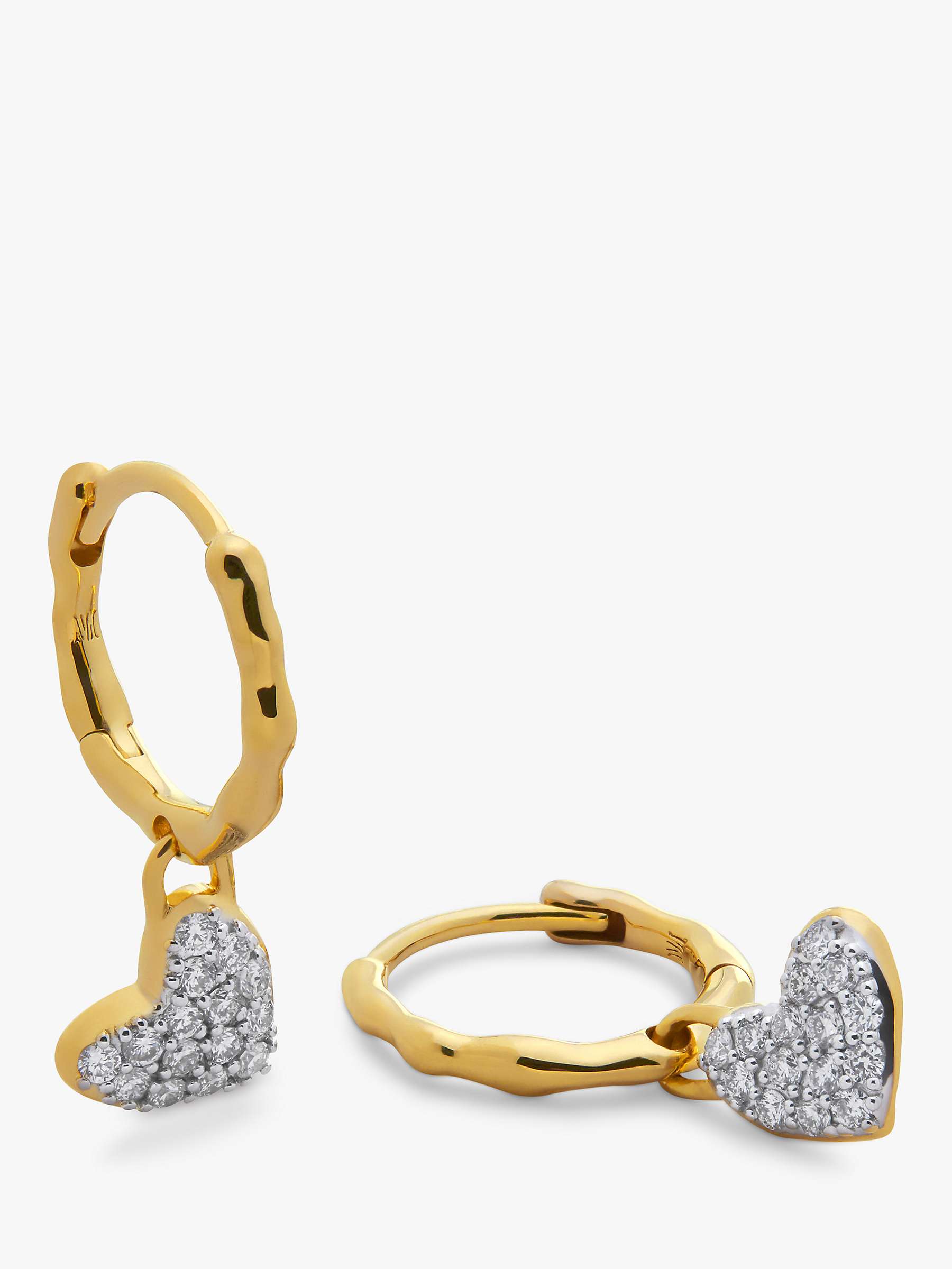 Buy Monica Vinader Lab Grown Diamond Heart Huggie Earrings, Gold Online at johnlewis.com