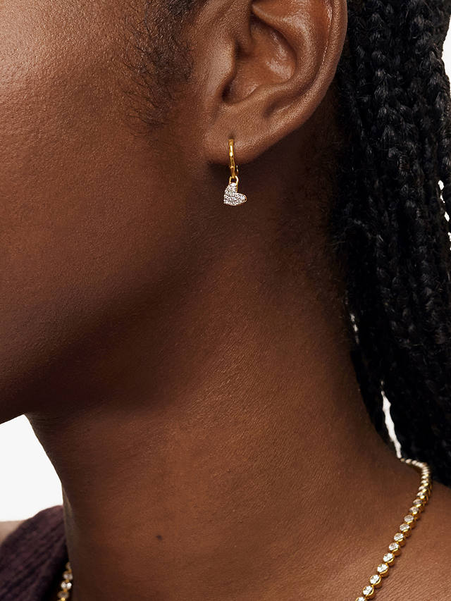 Monica Vinader Lab Grown Diamond Heart Huggie Earrings, Gold