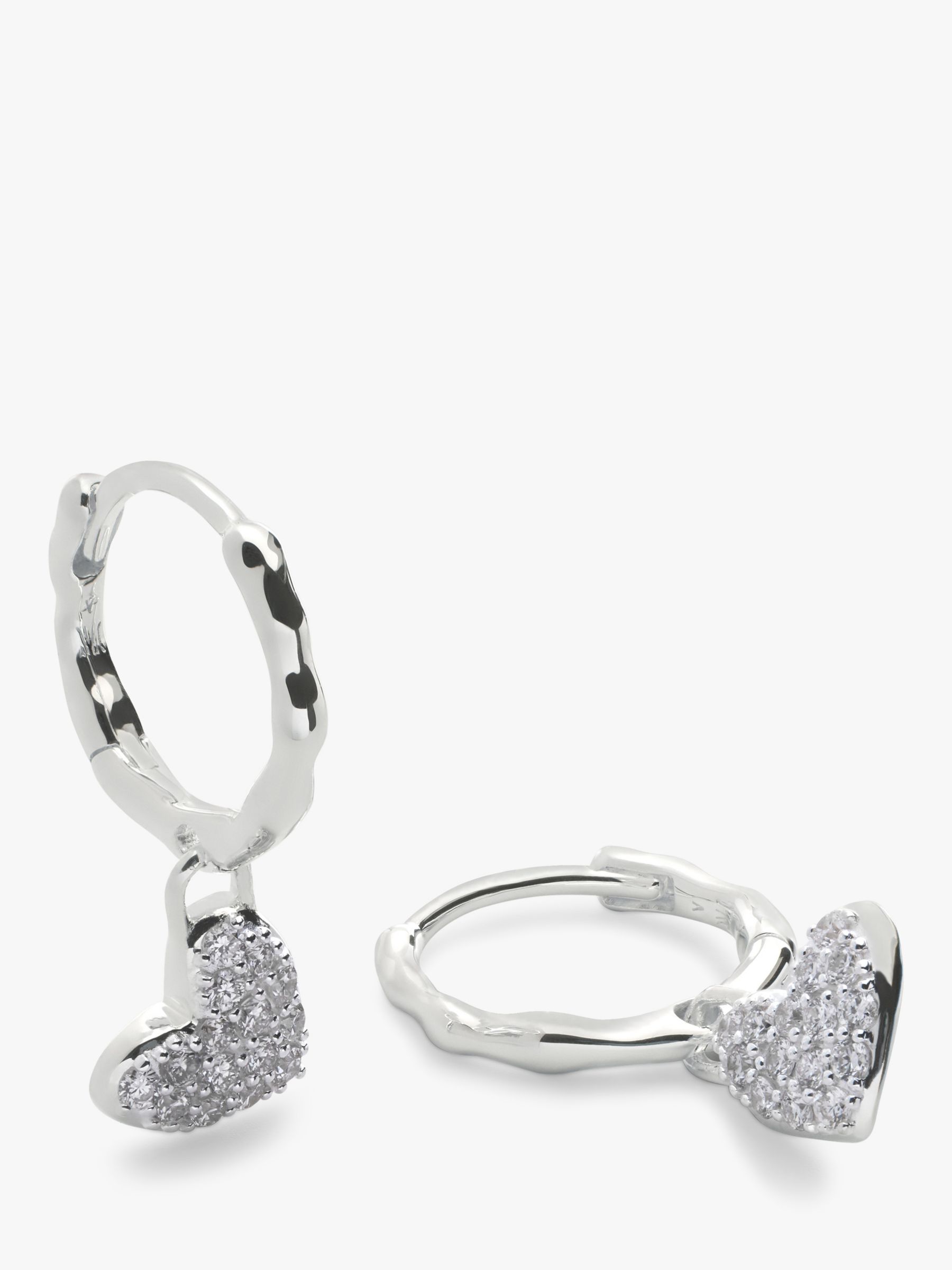 Buy Monica Vinader Diamond Heart Drop Earrings, Silver Online at johnlewis.com