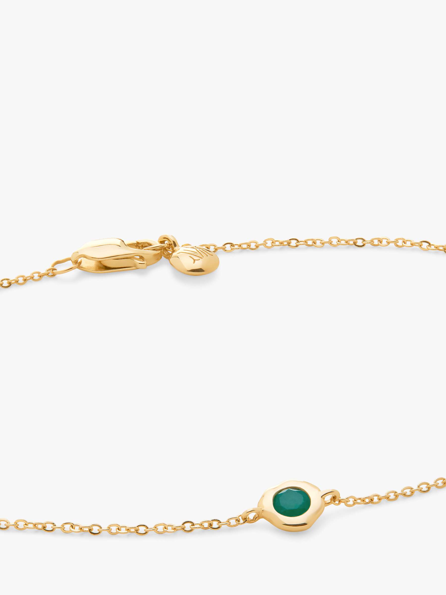 Buy Monica Vinader 14ct Gold Siren Emerald Mini Chain Bracelet, Gold/Green Online at johnlewis.com