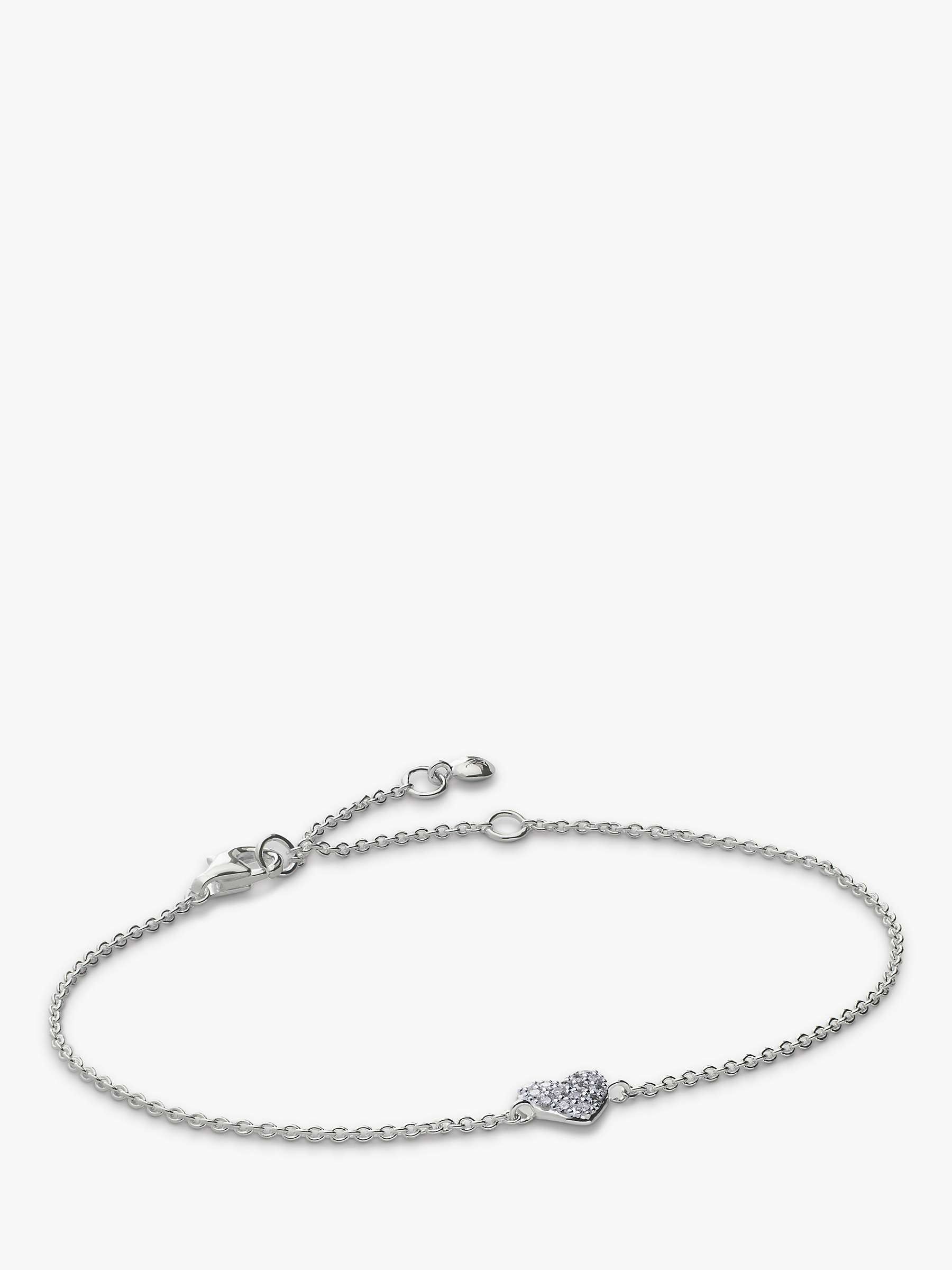 Buy Monica Vinader Diamond Heart Chain Bracelet, Silver Online at johnlewis.com