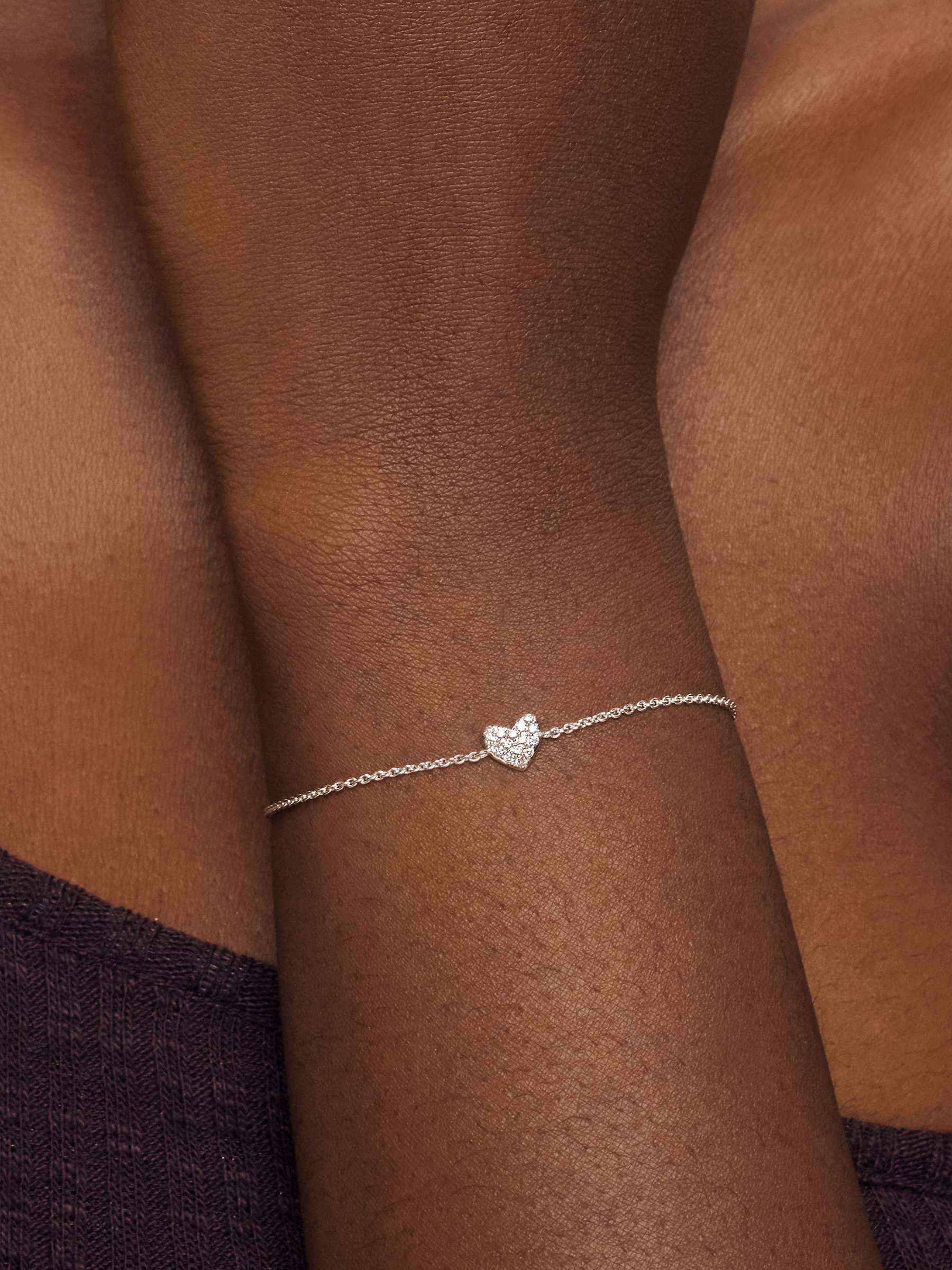 Buy Monica Vinader Diamond Heart Chain Bracelet, Silver Online at johnlewis.com