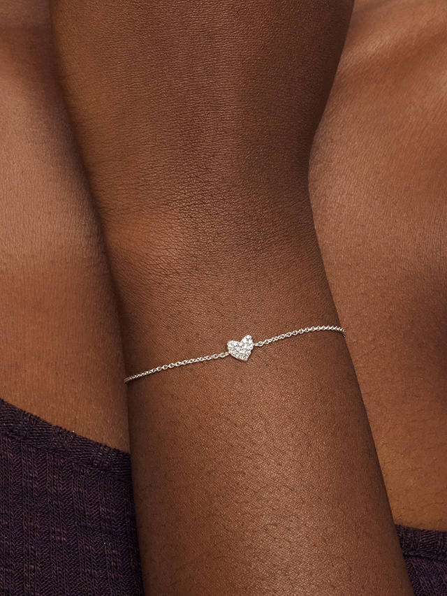 Monica Vinader Diamond Heart Chain Bracelet, Silver